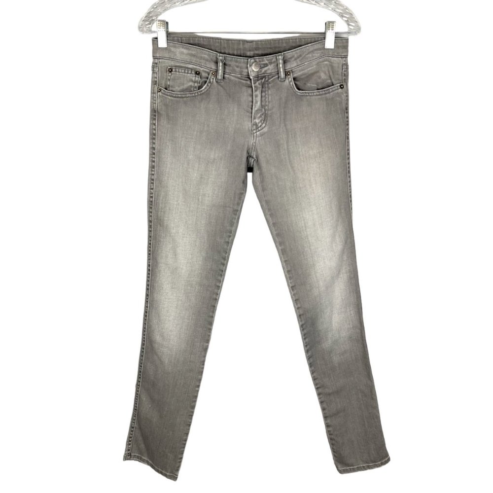 Red Valentino Womens Gray Skinny Jeans Pleated Pocket Made In Italy Size 26